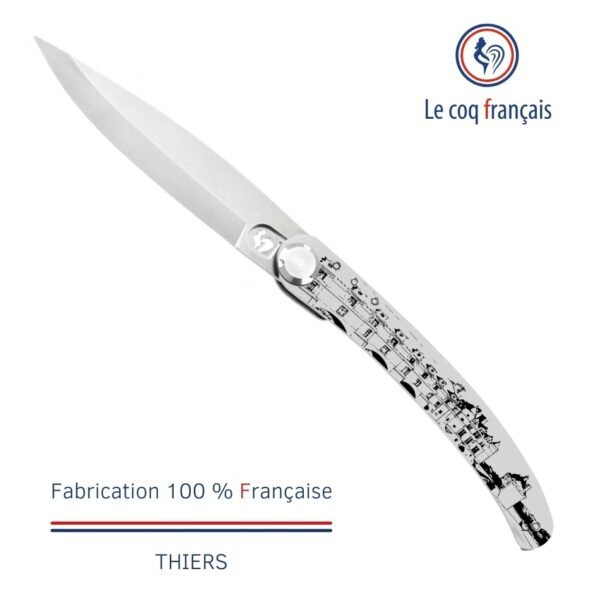 Le Coq Français Couteau de poche avec gravure laser Château de la Loire
