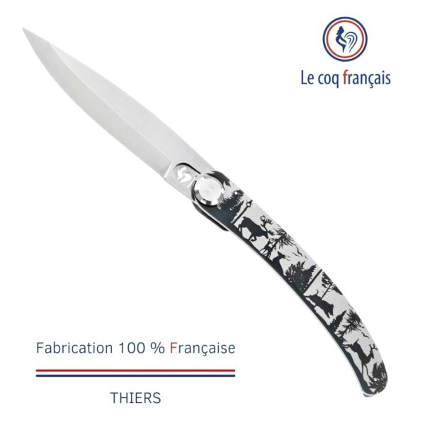 Le Coq Français - Couteau de poche avec gravure laser Forêt