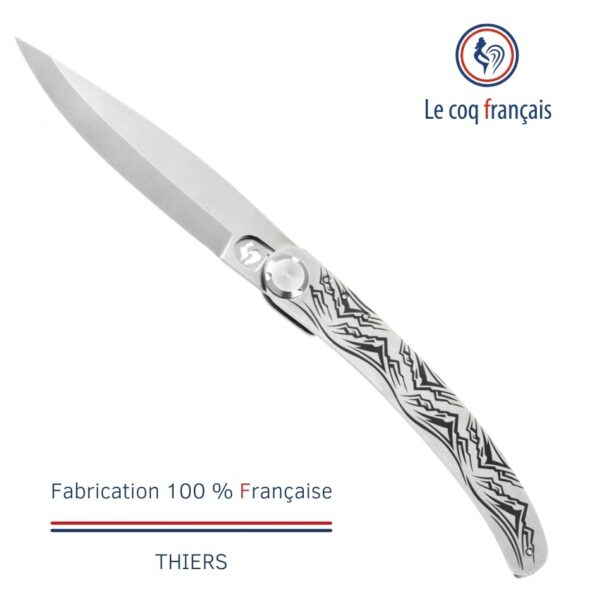 Le Coq Français - Couteau de poche avec gravure laser Montagne