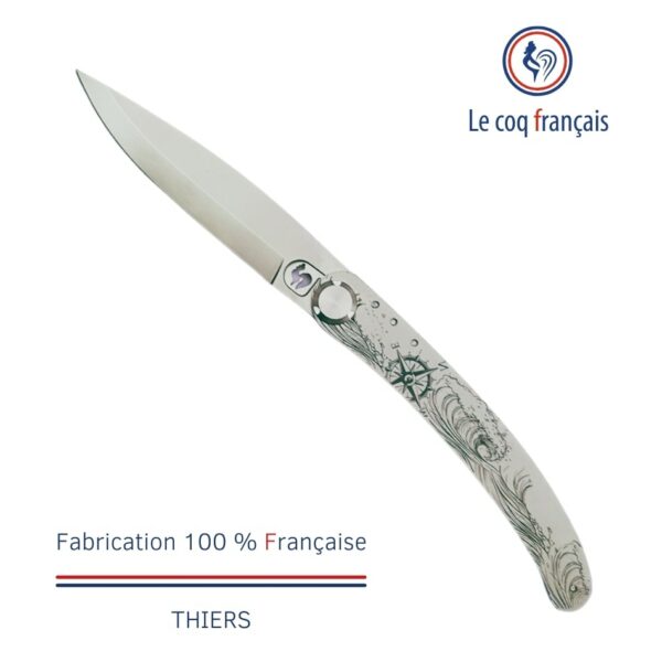 Le Coq Français - Couteau de poche avec gravure laser Nautic
