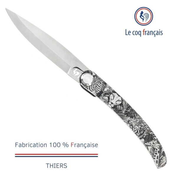 Le Coq Français - Couteau de poche avec gravure laser Safari