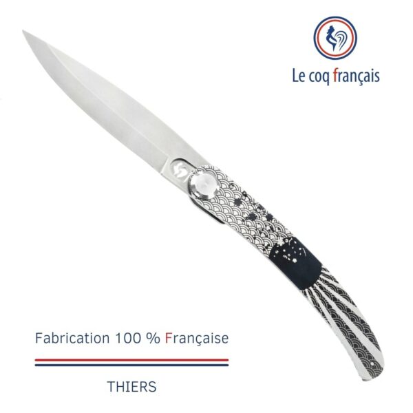 Le Coq Français - Couteau de poche avec gravure laser Soleil Levant