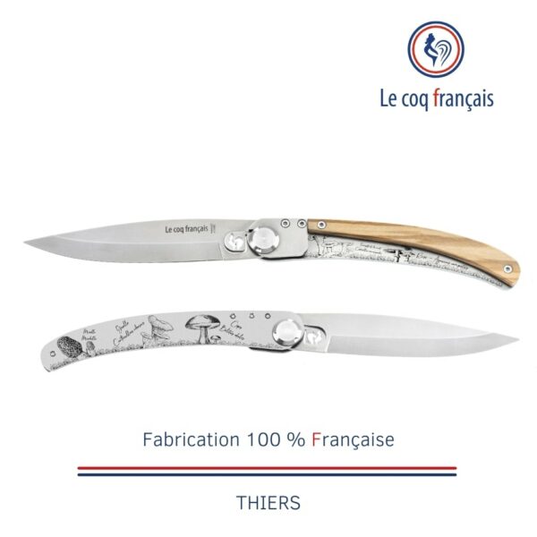 Couteau de poche Le Coq Original - Champignons - Olivier - 2