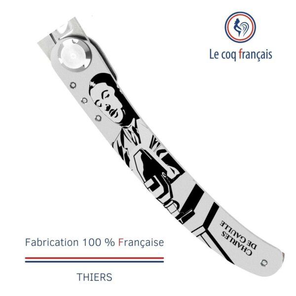 Couteau avec manche personnalisé Charles De Gaulle - Le Coq Français