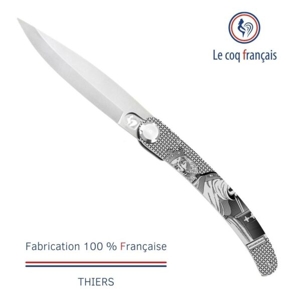 Le Coq Français - Couteau de poche avec gravure laser Charlemagne