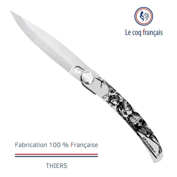 Le Coq Français - Couteau de poche avec gravure laser Jeanne d'Arc