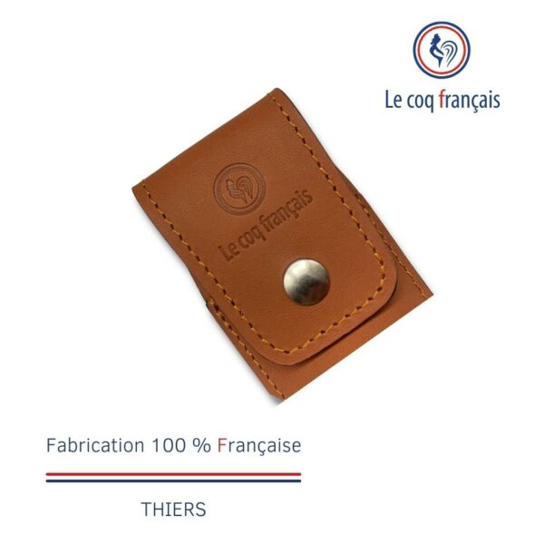 Etui couteau cuir marron bouton pression