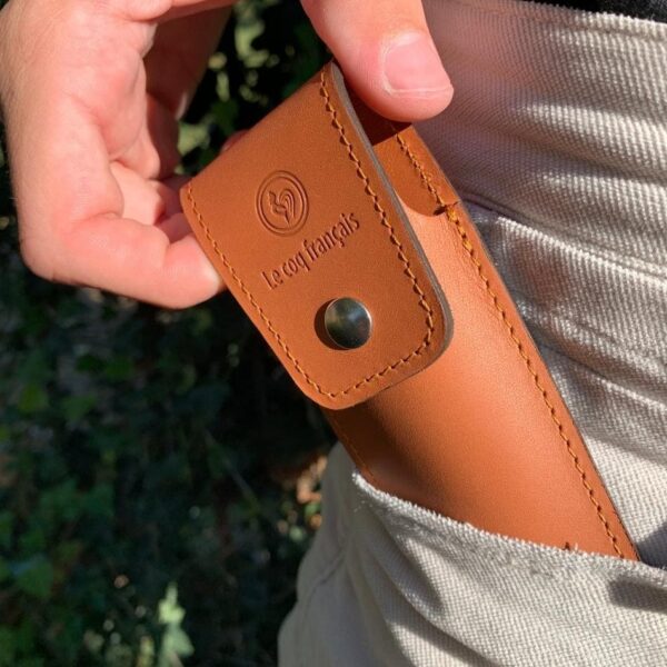 Etui couteau cuir marron poche