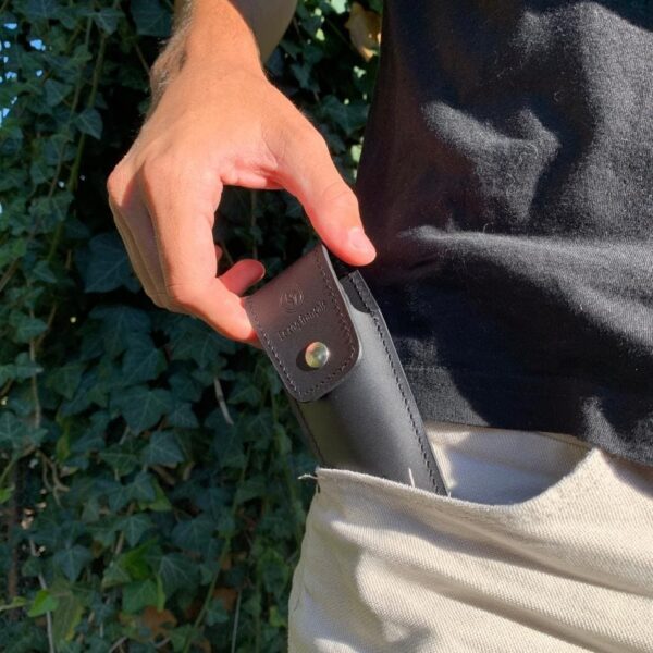 Etui couteau cuir noir poche