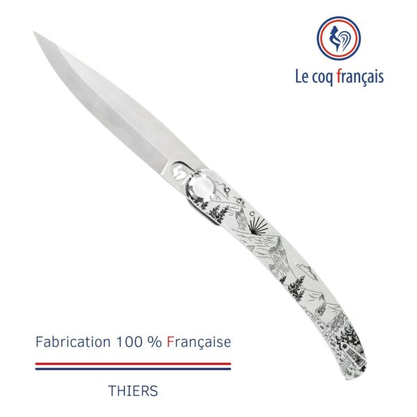 Couteau de poche Le Coq Français gravure laser Chemin Saint-Jacques de Compostelle