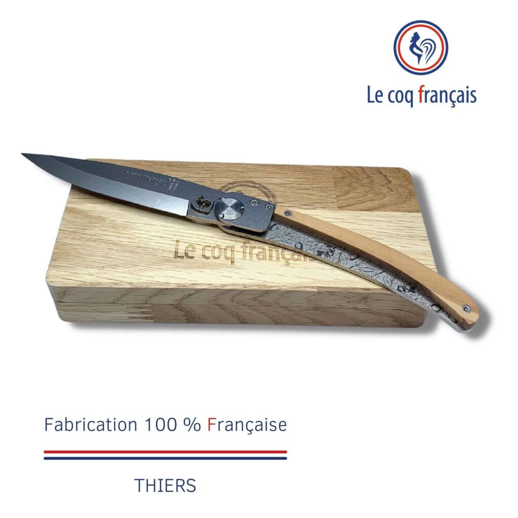 Coffret rangement couteau Le Coq Français Noël Chêne