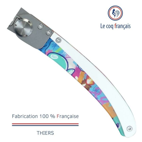 couteau pop art manche acrylique blanc street art bur