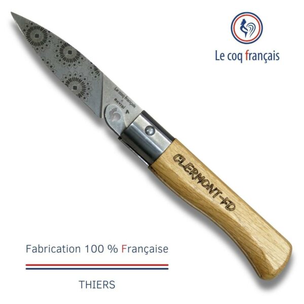 Couteau Clermont Ferrand Le Coq Français x En Vrai manche bois
