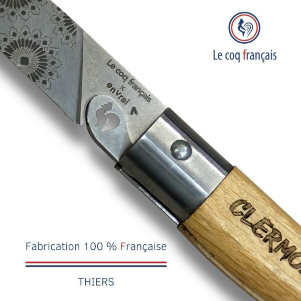 Couteau de poche gravure laser Clermont Ferrand le Coq Français x En Vrai