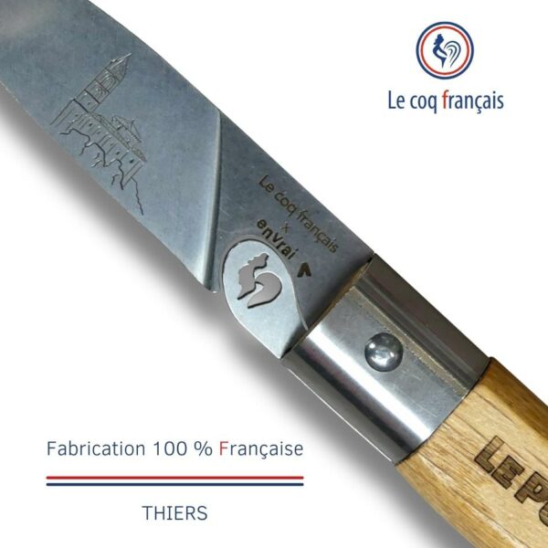 Couteau de poche gravure laser Le Puy en Velay le Coq Français x En Vrai