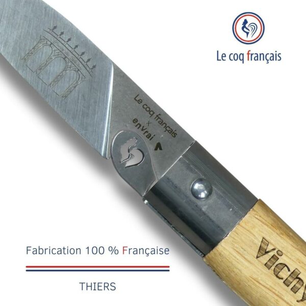 Couteau de poche gravure laser Vichy Source le Coq Français x En Vrai