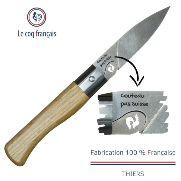 Couteau manche bois Vichy Source le Coq Français x En Vrai