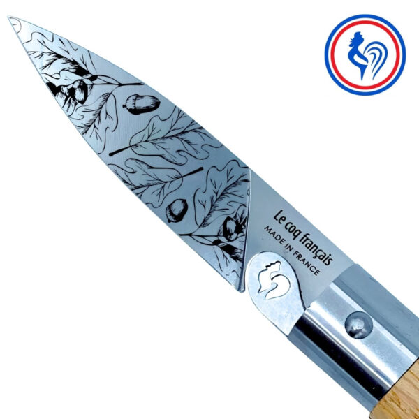couteau l'authentique nature chêne et son etui by le coq français®