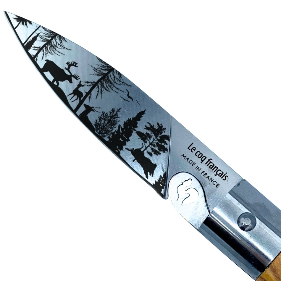 couteau l'authentique nature forêt et son etui by le coq français®