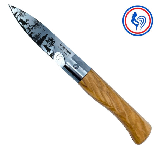 couteau l'authentique nature forêt et son etui by le coq français®