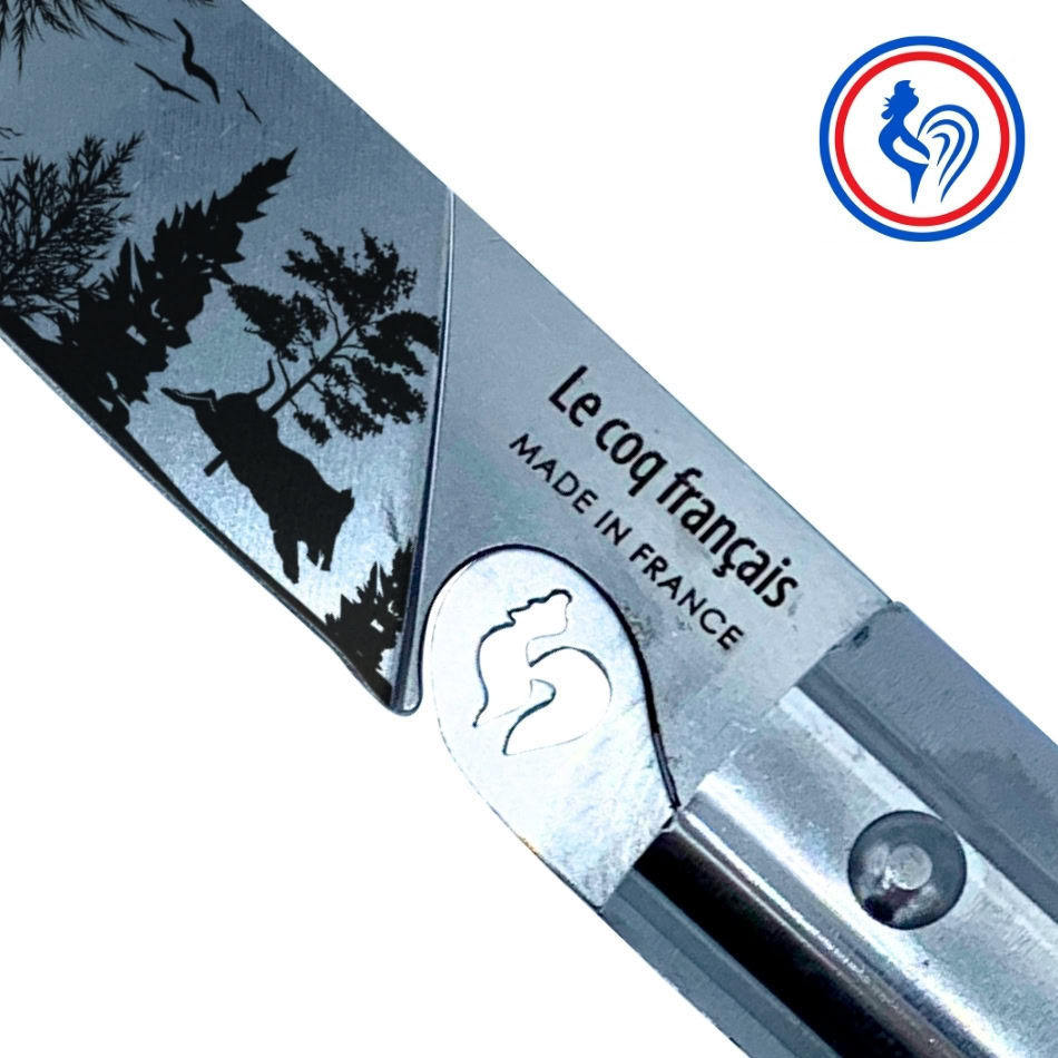 couteau l'authentique nature forêt et son etui by le coq français®