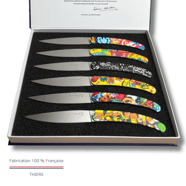 Coffret 6 couteaux de table sublimation - Pop Art
