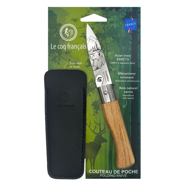 Couteau Le Coq - Sanglier avec son étui