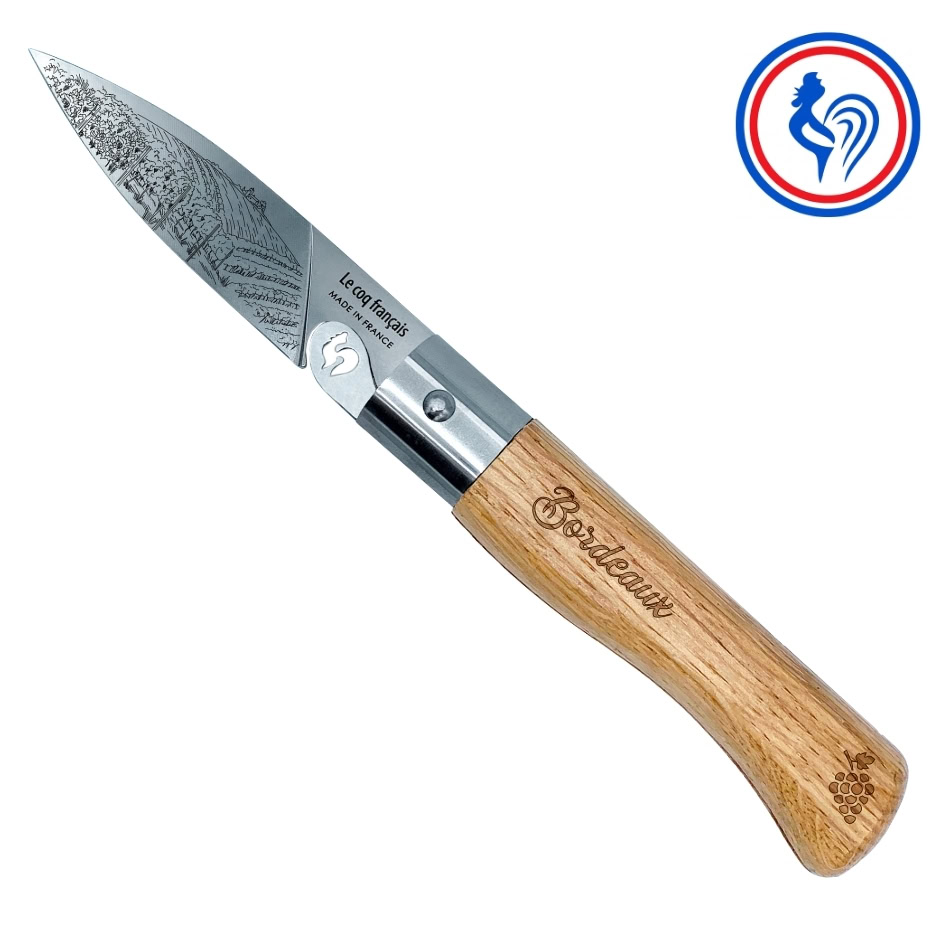 Couteau de poche pliant Le Bordelais manche chêne verni lame Z40C13 Le Coq Français