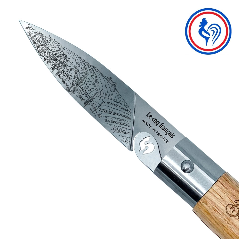Couteau de poche pliant Le Bordelais manche chêne verni lame Z40C13 Le Coq Français