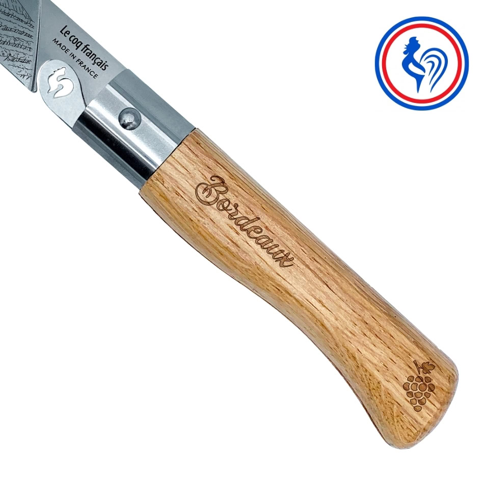 Couteau de poche pliant Le Bordelais manche chêne verni lame Z40C13 Le Coq Français