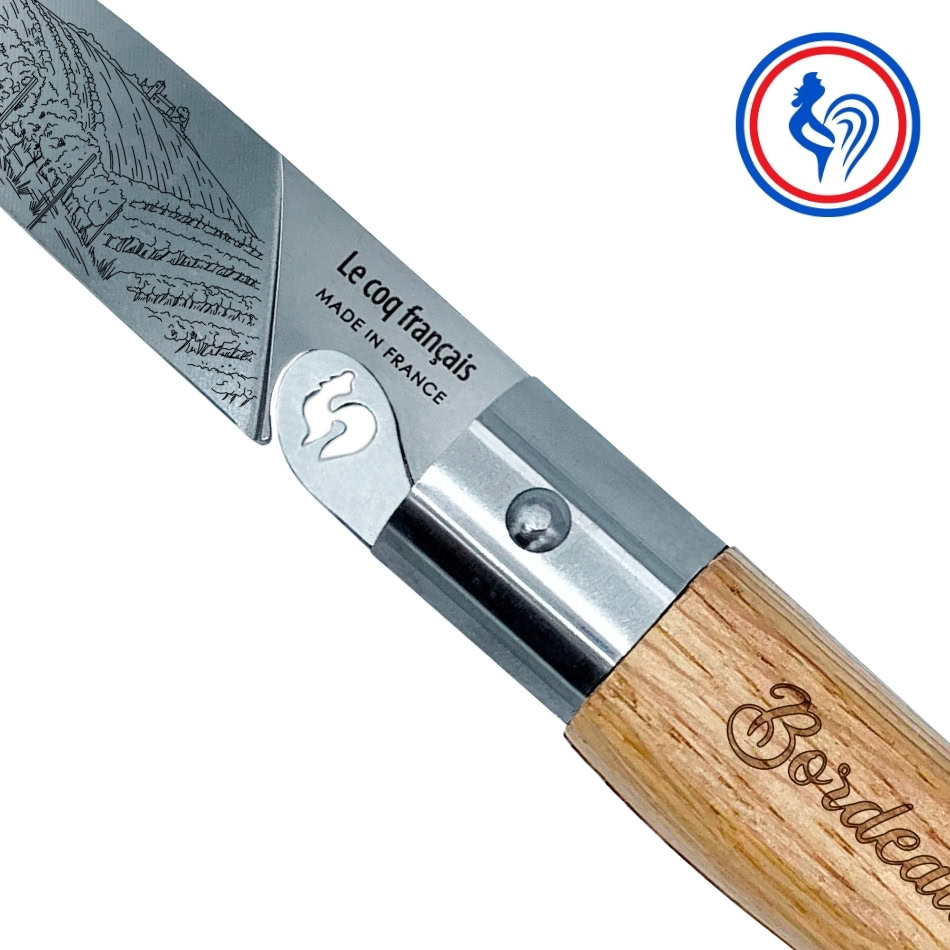 Couteau de poche pliant Le Bordelais manche chêne verni lame Z40C13 Le Coq Français
