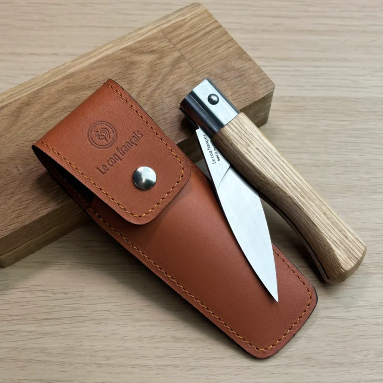 Étui simili cuir couteau de poche pliant Le Bordelais idée cadeau artisanal