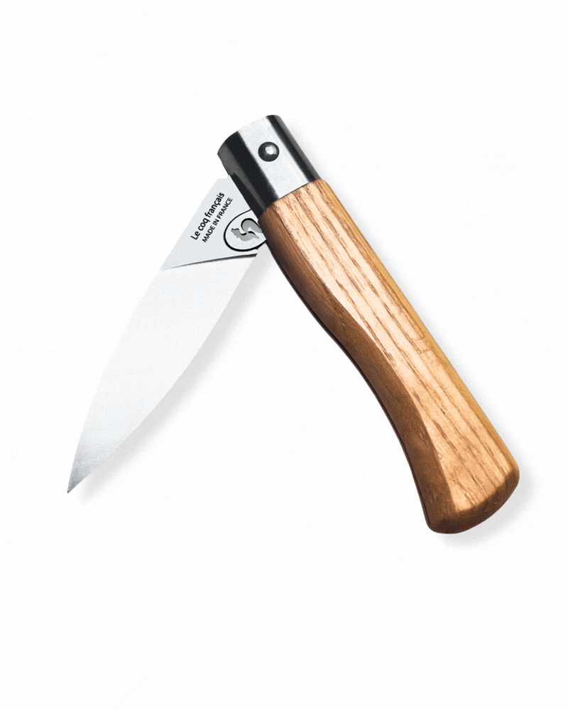 Couteau de poche pliant Le Bordelais lame acier Z40C13 manche chêne fabrication Thiers