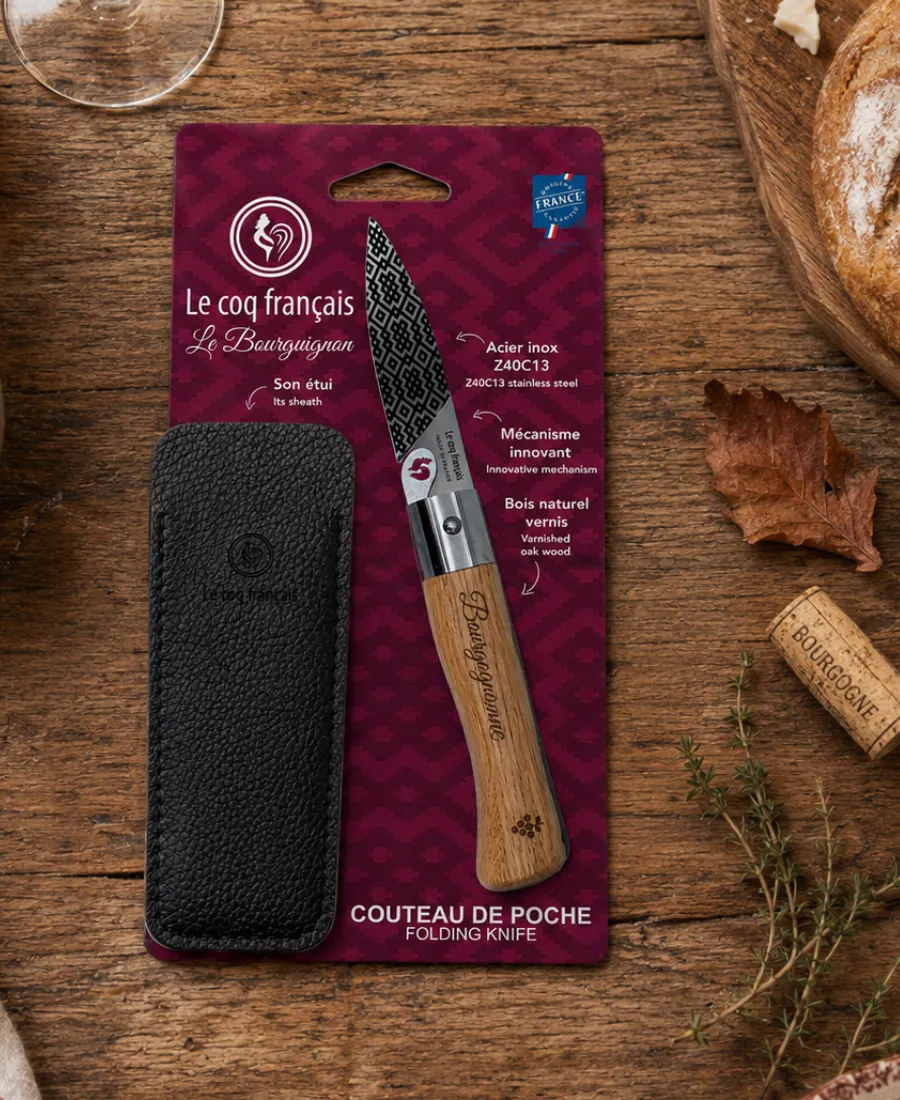 couteau de poche pliant bourgogne ambiance le coq francais