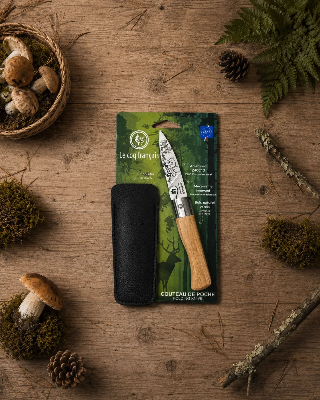couteau de poche pliant champignon ambiance le coq francais