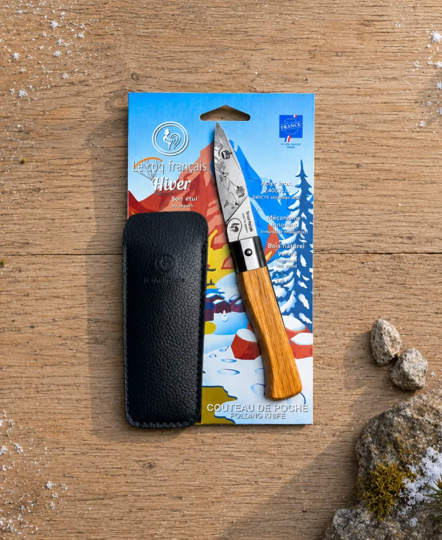 couteau de poche pliant montagne hiver ambiance le coq francais