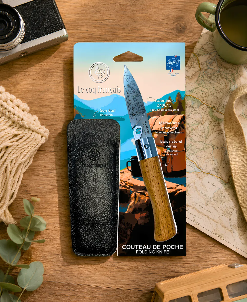 couteau de poche pliant vanlife ambiance le coq francais