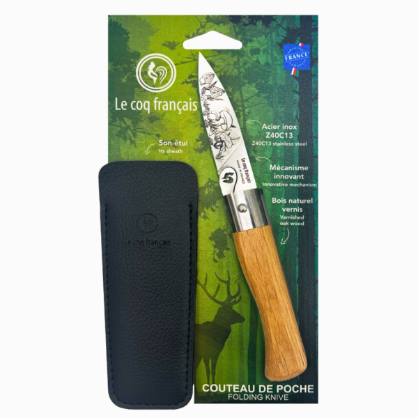 couteau l’authentique nature champignon et son Étui by le coq français®